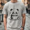Panda Illustration Free SVG A black-and-white illustration of a giant panda bear sitting on the ground.