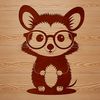 Cartoon Possum in Glasses Illustration A cartoon illustration of a wild possum wearing glasses.