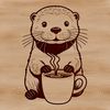 A close-up illustration of a wild animal's face, featuring a smooth-furred otter with a curious expression.