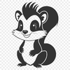 North American Wildlife SVG Illustration of a skunk, a wild animal commonly found in North America, in vector format.