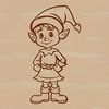 Festive Green Hat Christmas Character A standing Christmas elf character in a festive green hat and red coat.