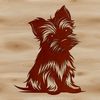 Small but Mighty Dog Breed Silhouette A small breed dog sitting on its hind legs, recognizable as a Yorkshire terrier with distinctive features.