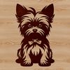 A digital illustration of a sitting Yorkshire Terrier dog, suitable for vector graphic design and cutting machine projects.