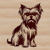Small Dog Breed Illustration SVG A small breed dog with a distinctive coat pattern sitting on its hind legs.