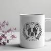 Ornate Dog Face Clip Art Design A detailed, ornate illustration of a Boston Terrier's head.