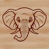 A close-up illustration of an elephant's head with detailed features.