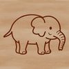 An SVG illustration of a standing elephant with simple lines and minimal details.