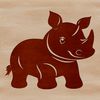 A large, grey herbivorous mammal with a distinctive horn on its nose, native to Africa.