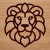 A simple line drawing of a lion's head, suitable for vector art and cutting machine designs.