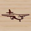 A detailed SVG illustration of a commercial airplane in flight.