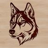 Siberian Husky Portrait SVG File Download A digital illustration of a Siberian Husky's head, suitable for personal or commercial use in various design applications.