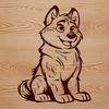 Beautiful Husky Clip Art A digital illustration of a sitting husky dog, suitable for vector graphics projects.