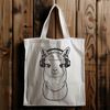 A digital illustration of a relaxed alpaca wearing headphones, suitable for vector graphics and design projects.