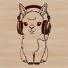 Line Art Alpaca Wearing Headphones A simple line art illustration of a friendly alpaca wearing headphones.