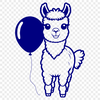 Alpaca Balloon Companion A cartoon alpaca standing next to a red balloon.