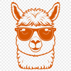 Cute Alpaca Wearing Shades A cartoon alpaca wearing a pair of sunglasses, suitable for vector art designs.