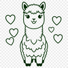 Happy Alpaca Love Illustration An illustration of a happy alpaca surrounded by love hearts.