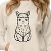 Lovable Alpaca SVG Clip Art A simple line drawing of an alpaca with heart symbols around it.
