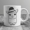 Stylized South American Camelid Silhouette A stylized illustration of a domesticated South American camelid wearing a hat.