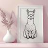 Stylized Alpaca Vector Graphic Art A stylized illustration of a South American camelid animal, suitable for vector art and digital cutting machines.