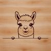 Fuzzy Forest Friend SVG Icon A South American camelid animal with a fuzzy coat, peeking out from behind a tree.
