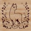 Fluffy South American Camelid Illustration A South American camelid with a fluffy coat and long neck.