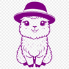Happy Alpaca in a Hat Vector Illustration A stylized illustration of a happy alpaca wearing a hat, suitable for vector design and cutting machine applications.