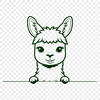 Alpaca Profile Illustration in Vector Format Close-up illustration of a curious alpaca peeking through the foliage.