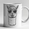 Stylish Alpaca SVG Character A cute alpaca character wearing trendy sunglasses and suitable for use in graphic design projects.