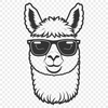 Friendly Andean Fleece-Wearer An illustration of a friendly alpaca wearing trendy sunglasses.