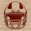 A stylized illustration of a football helmet, part of the equipment used in American football, made from vector graphics.
