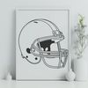 Illustrated American football with helmet and laces, vector graphics illustration suitable for various design applications.
