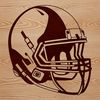 A detailed illustration of a football helmet and the ball, representing the sport of American Football.