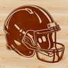 A stylized illustration of an American football with intricate details.