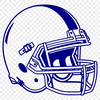 American football player in action, sporting a protective helmet and pads.