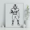 Illustration of a football player wearing a helmet in a sports uniform.