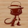 A colorful illustration of a salamander wearing a hat, suitable for vector design and cutting machine projects.