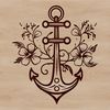Floral Anchors Clip Art Design A set of ornate anchors with floral motifs, perfect for nautical-themed designs.