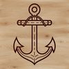 A simple line drawing of a traditional anchor symbol used in nautical and cruise design.