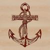 Anchors with rope and chain design, suitable for nautical theme projects.