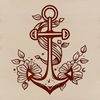 Nautical Icon A stylized illustration of an anchor, featuring intricate details and ornate designs.