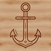 A simple line drawing of a nautical anchor, suitable for vector graphics.