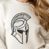 Warrior Helmet Design Vector Art A detailed vector illustration of a historical Greek warrior, wearing a classic helmet and armor.
