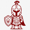 Free Vector Spartan Armor Design A detailed illustration of a warrior in ancient Greek armor, created as a vector graphic for use in digital designs.
