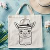 Friendly Alpaca Wearing a Chullo An illustration of a friendly South American camelid wearing a hat, available in various file formats including SVG.