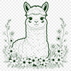 Whimsical Alpaca in Bloom A digital illustration of a fluffy Alpaca in a floral setting.