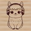 Adorable South American Camelid Wearing Headphones Close-up illustration of a South American camelid animal, commonly used as a farm livestock, wearing headphones.