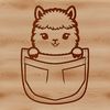 Pocketed Pal Illustration in SVG An illustration of a friendly alpaca with a pocket-like feature.
