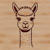 Free Standing Alpaca SVG Icon A vector illustration of a standing alpaca with fleece, suitable for graphic design and digital crafting.