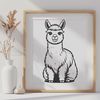A high-quality vector illustration of a cute alpaca in a natural setting.